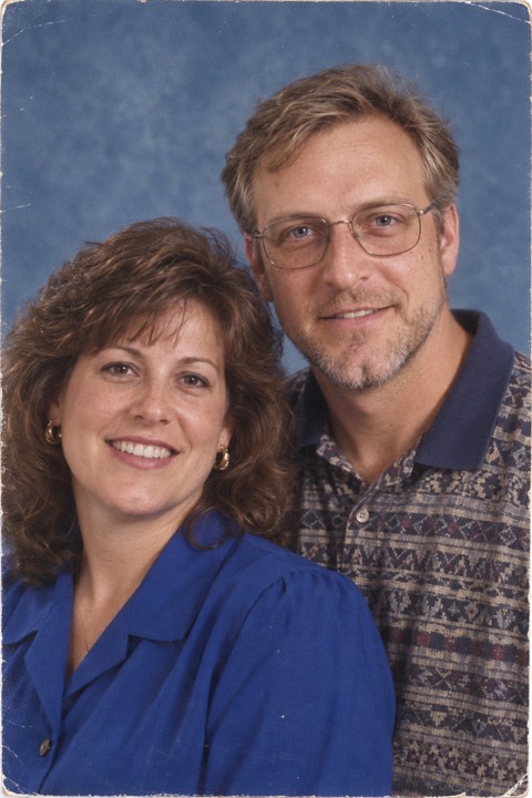 A studio portrait with his wife in the nineties